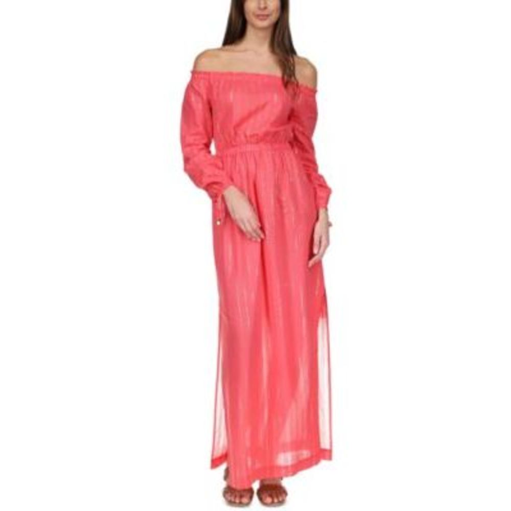 MSRP $155 Michael Kors Womens Off-The-Shoulder Maxi Dress Red Size Large